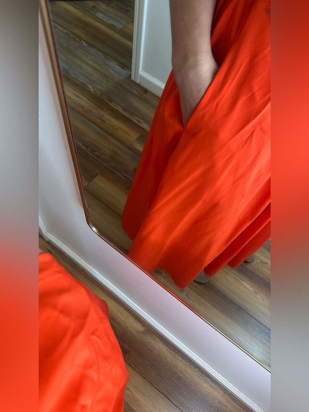 Vibrant Orange Red Cutout Midi Dress High Neck Mock Neck Size Small - Picture 2 of 4